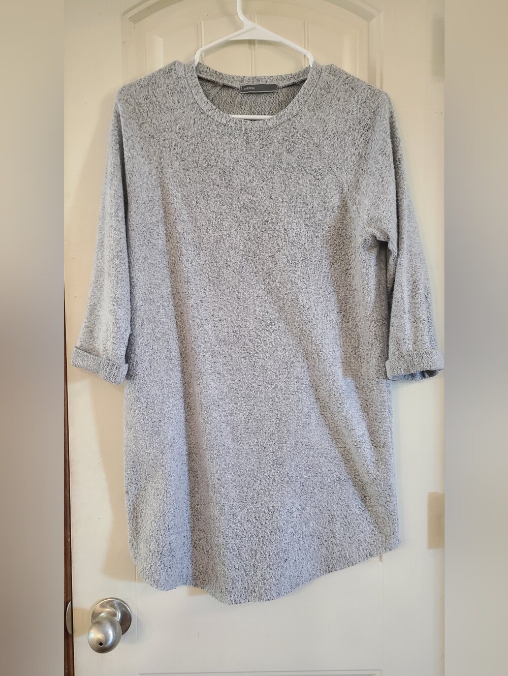 Cherish Light Gray Long Crewneck Pullover Sweater Size M
